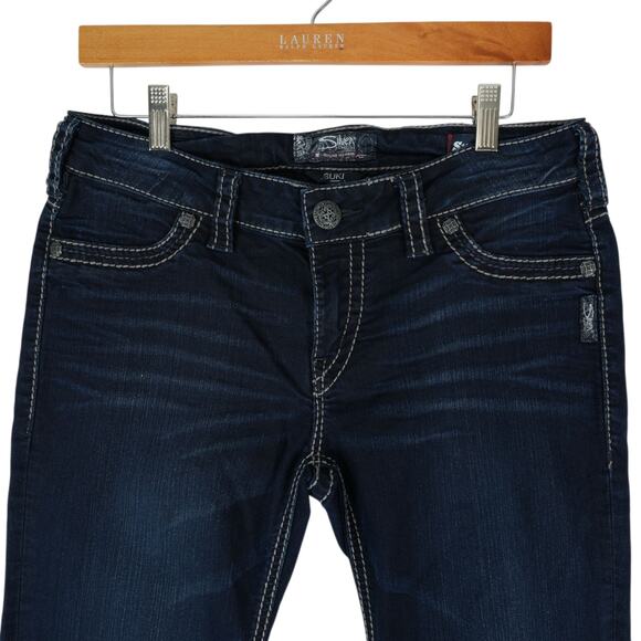 Silver Jeans Womens 31x31 Blue Dark Wash Suki Mid Super Skinny Flap Pocket - Picture 3 of 14